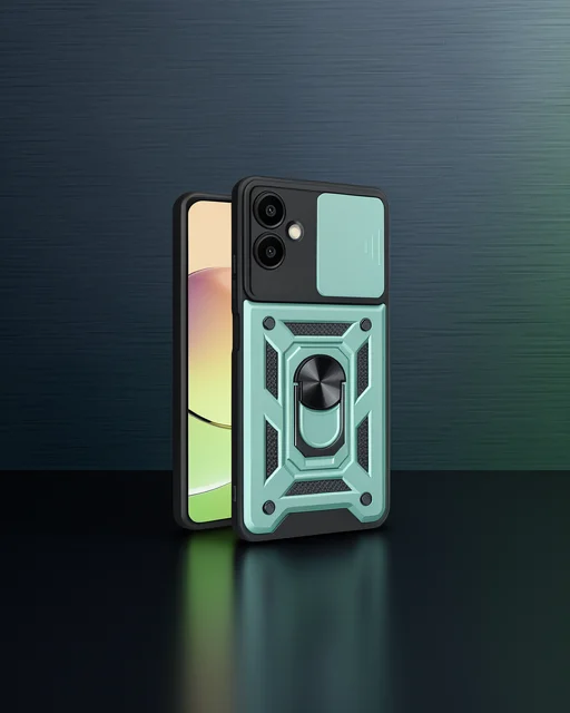 Samsung Galaxy A06 Kılıf Pars Lens Yüzüklü Silikon - Yeşil