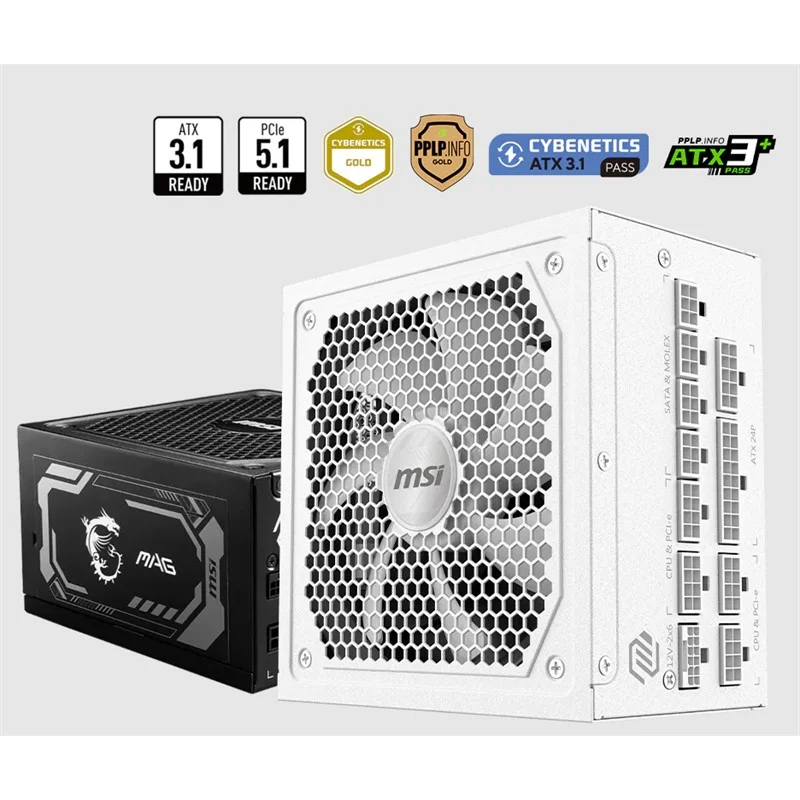 Mag A1000GL PCIE5 Whıte 1000W 80+ Gold Power Supply