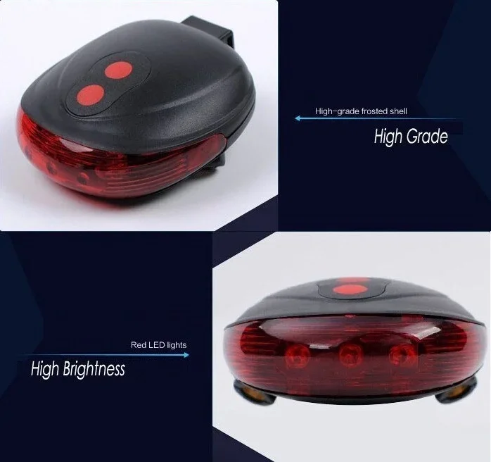 Çok Fonksiyonlu Pilli Bisiklet Led Lazer Işığı Arka Stop Lambası görsel 5