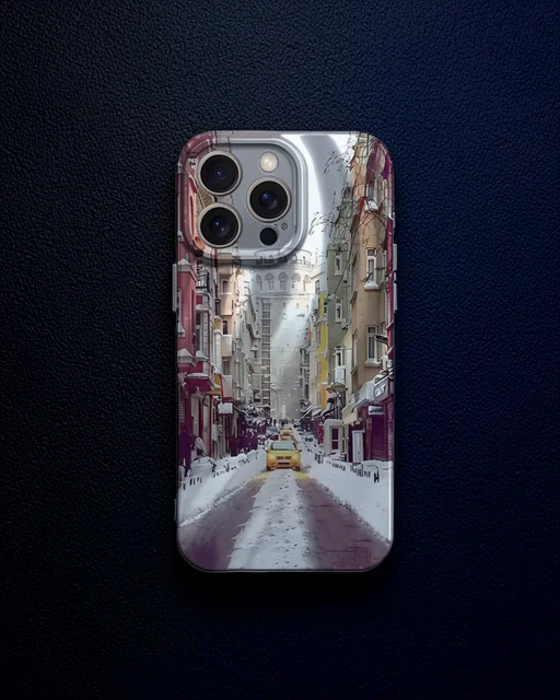 Apple İphone 14 Pro Kılıf Crew Desenli Kapak - Galata Kulesi