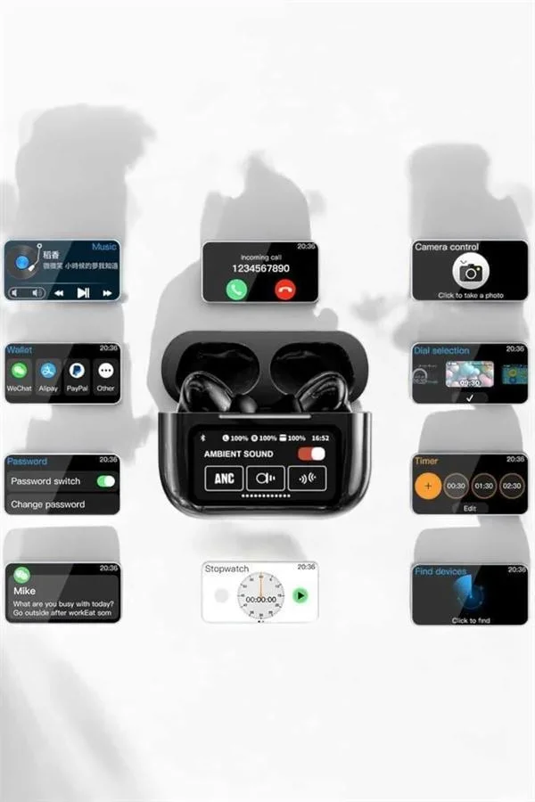 Bluetooth Kulaklık Kablosuz Ekranlı ANC/ENC Destekli Dokunmatik görsel 4