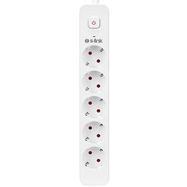 S-Link SPG501S 1.5 Metre Kablolu 750 Joule 1.5 Mm Anahtarlı 5’li Akım Korumalı Priz görsel 3