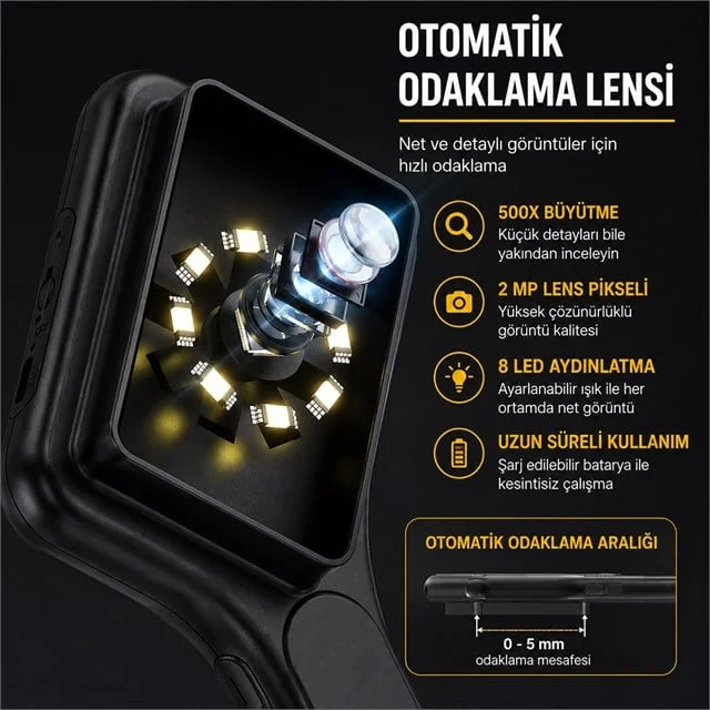 PM-29314 3.0’’ IPS Ekranlı El Tipi Dijital kroskop (2 MP Kamera PC Kamera) görsel 5