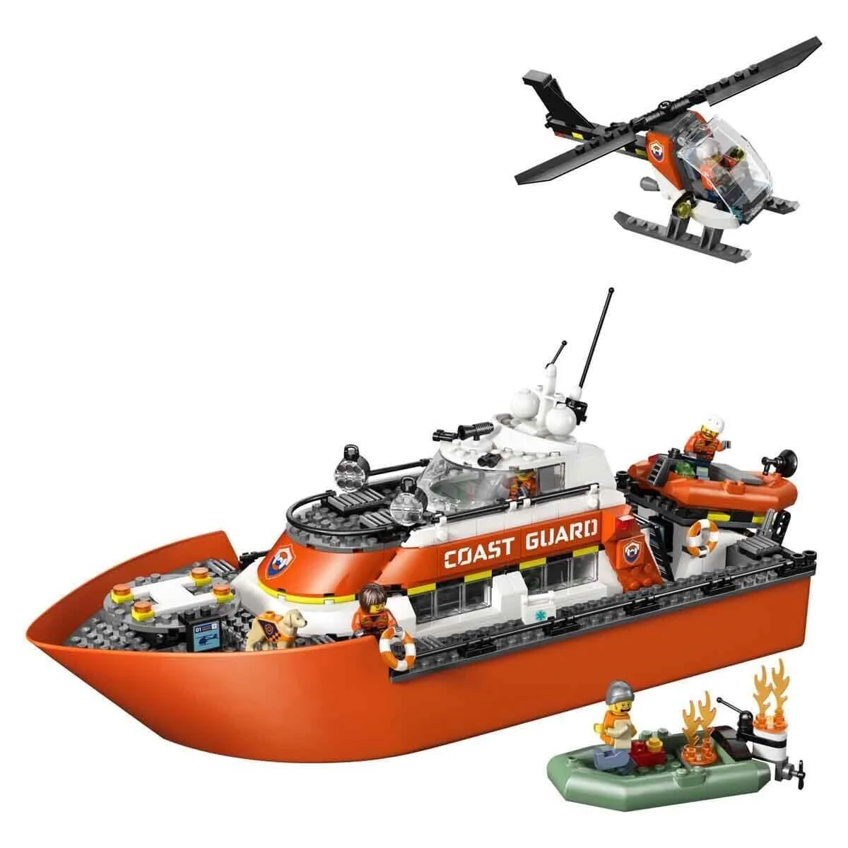 60504 Lego City Sahil Güvenlik Kurtarma Botu ve Helikopteri 742 parça +7 yaş görsel 2