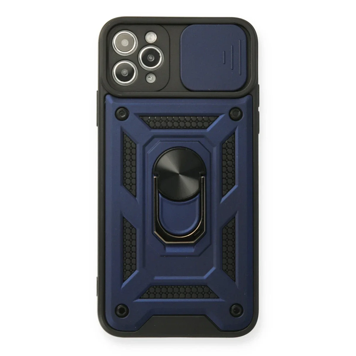 Apple iPhone 11 Pro Max Kılıf Pars Lens Yüzüklü Silikon - Lacivert