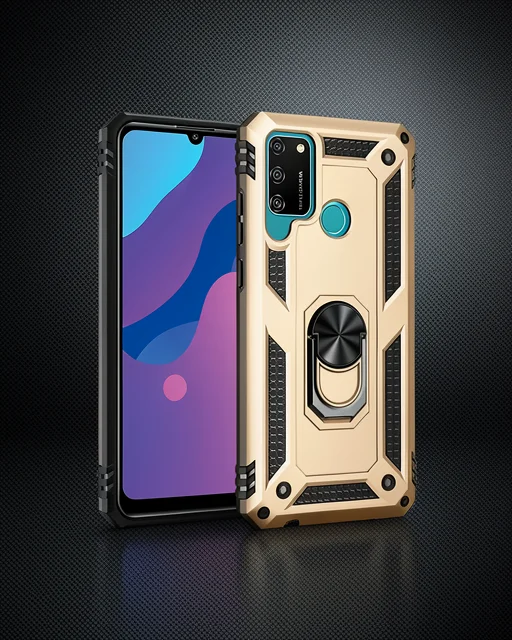 Huawei Y6p Kılıf Sofya Yüzüklü Silikon Kapak - Gold
