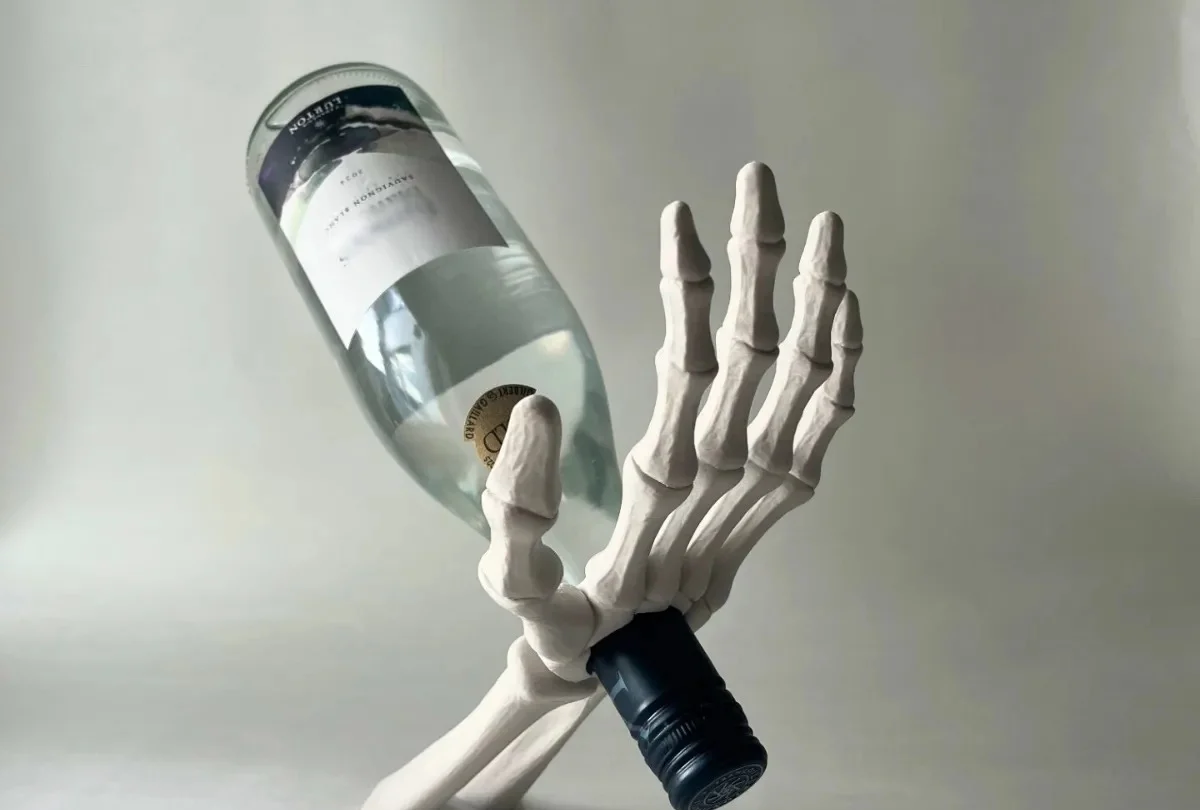 3D Baskı İskelet El Şarap Şişesi Tutucu Dengeli Dekoratif Şaraplık Bar ve Mutfak Sunum Standı