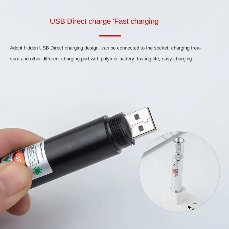 100MW Desen Başlıklı USB Şarjlı Yeşil Lazer Pointer görsel 2