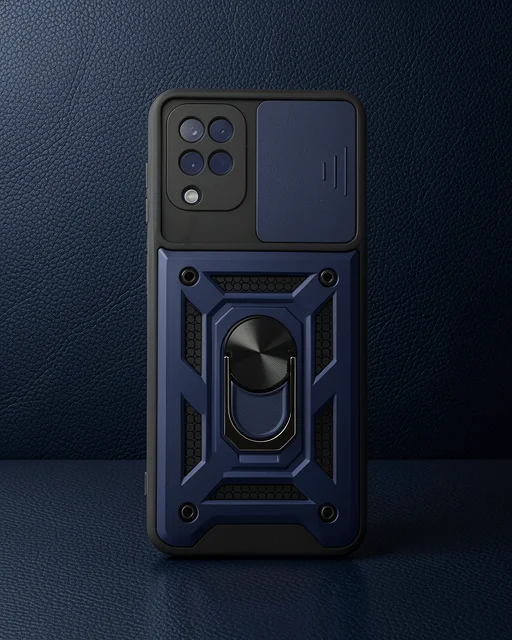 Samsung Galaxy A22 Kılıf Pars Lens Yüzüklü Silikon - Lacivert