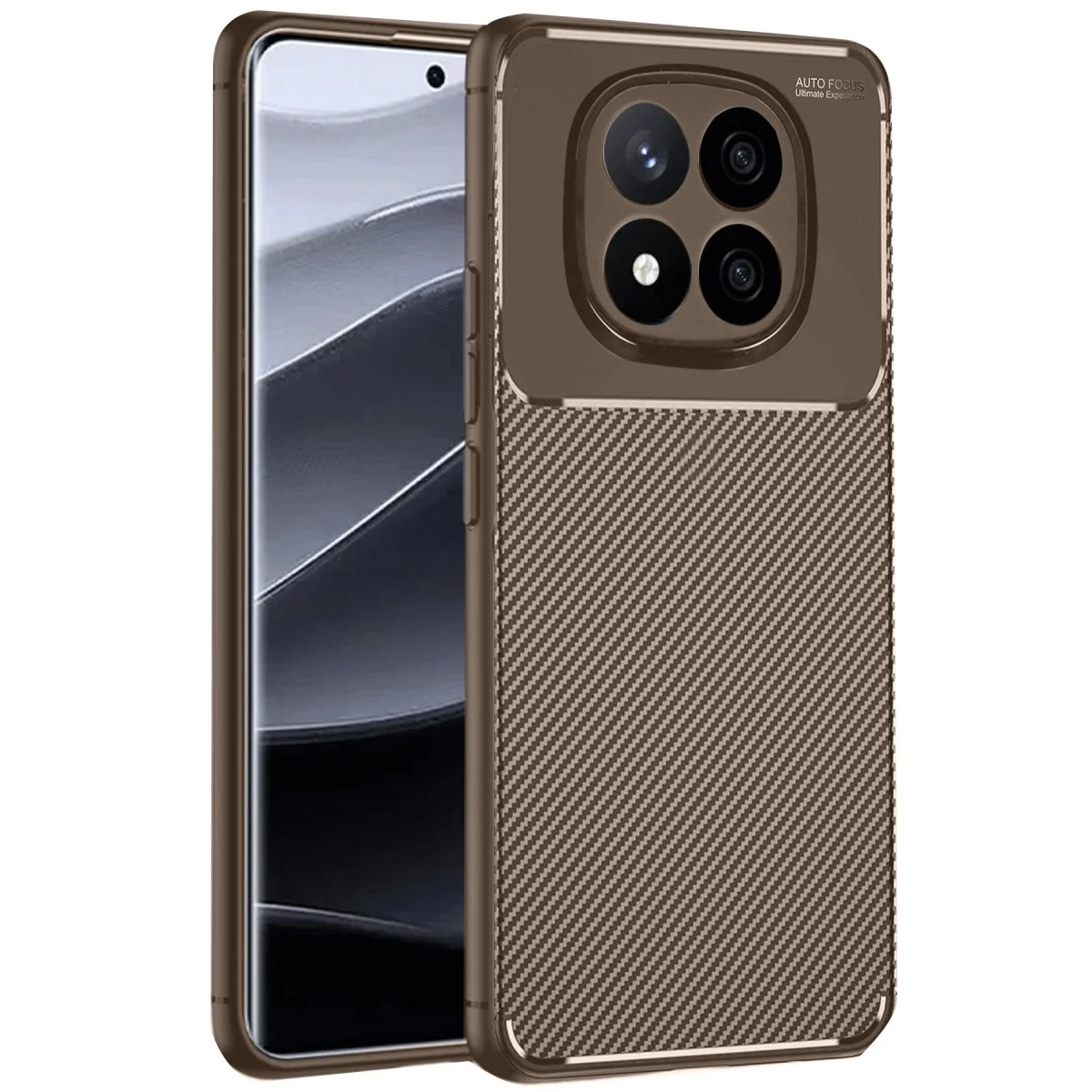 Xiao Red Note 14 Pro 4g Kılıf Auto Focus Karbon Kapak - Kahverengi