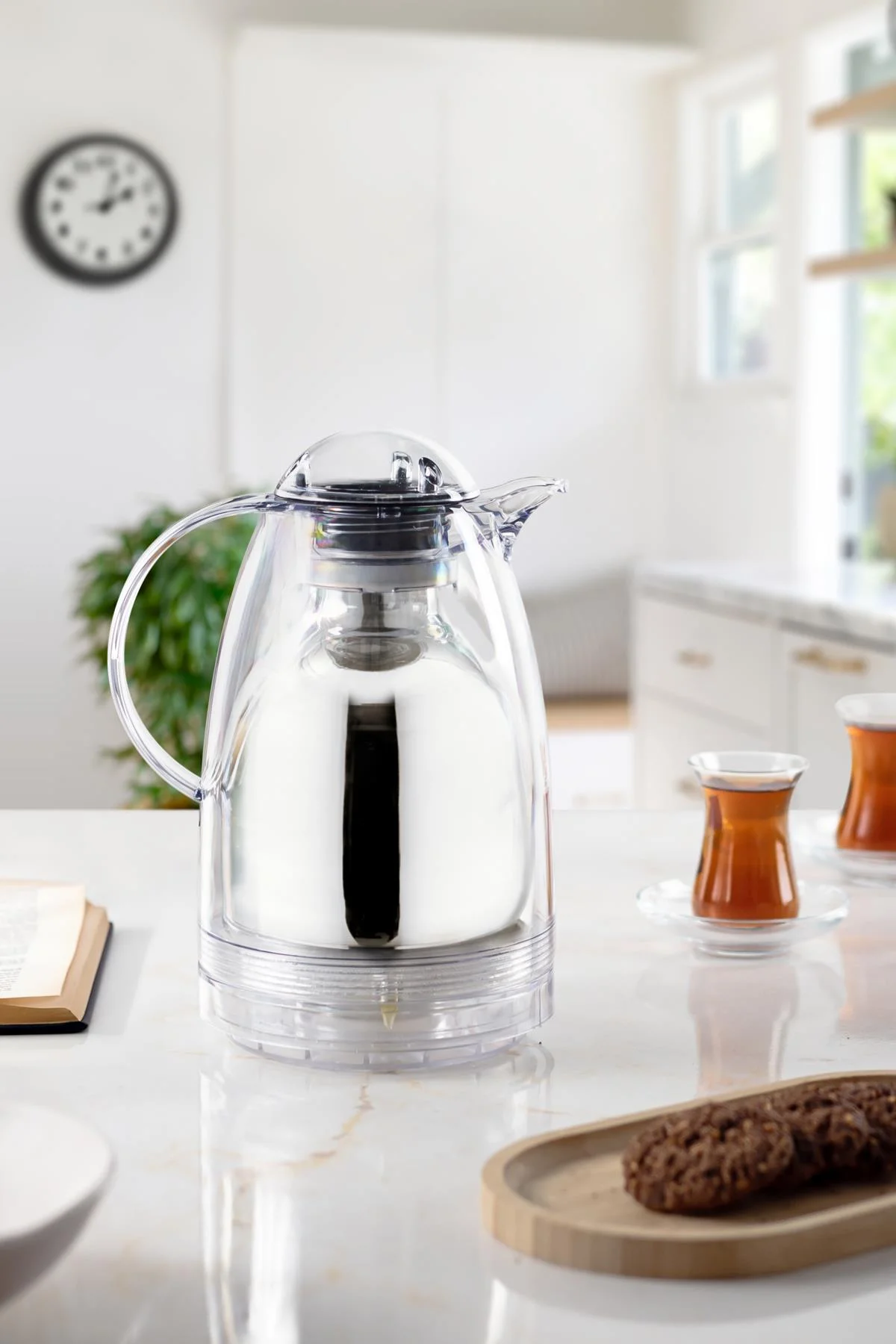1.5 LT Isı Yalıtımlı Çay Ve Soğuk Su Termosu Şeffaf (12 Saat Sıcak Tutar& İçi Camdır) görsel 2