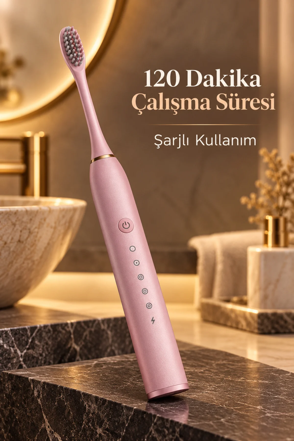 Pembe Elektrikli Diş Fırçası Zamanlayıcılı ve Hafıza Fonksiyonlu görsel 2