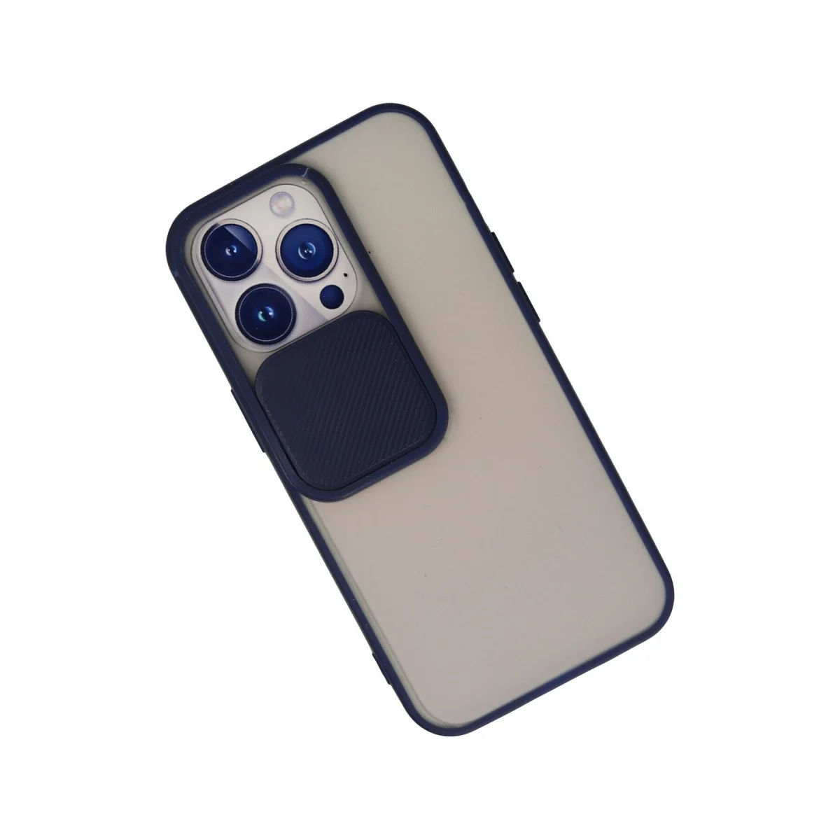 Apple İphone 13 Pro Kılıf Palm Buzlu Kamera Sürgülü Silikon - Lacivert görsel 3