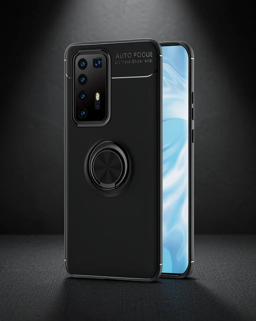Huawei P40 Pro Kılıf Range Yüzüklü Silikon - Siyah