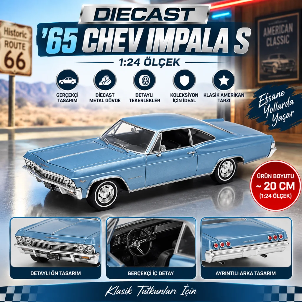 22417 Dıecast 1 24 65 Chev Impala S görsel 2