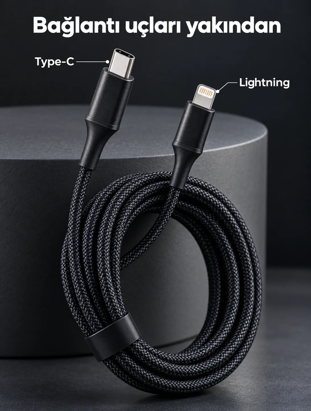 PD Hızlı Şarj Destekli LED Göstergeli Lightning Kablo görsel 2