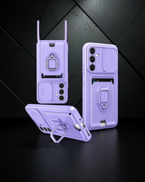 Samsung Galaxy A05s Kılıf Zuma Kartvizitli Yüzüklü Silikon - Lila