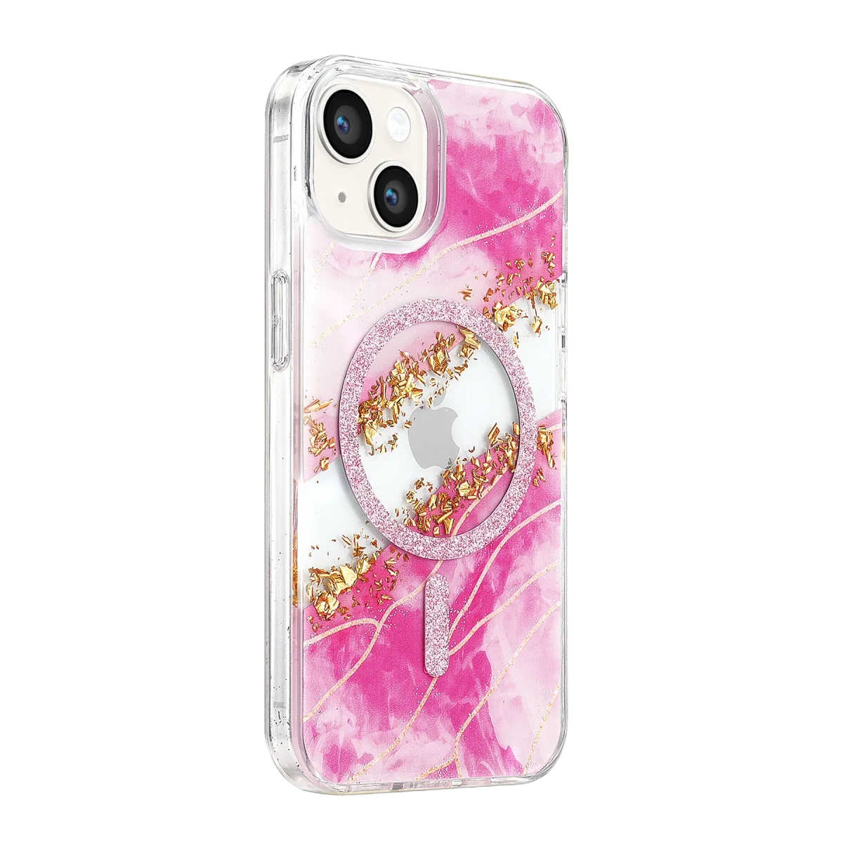 Onegif Apple İphone 14 Lotus Simli Magsafe Kapak - Pembe görsel 2