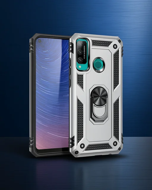 Huawei P40 Lite E Kılıf Sofya Yüzüklü Silikon Kapak - Gümüş