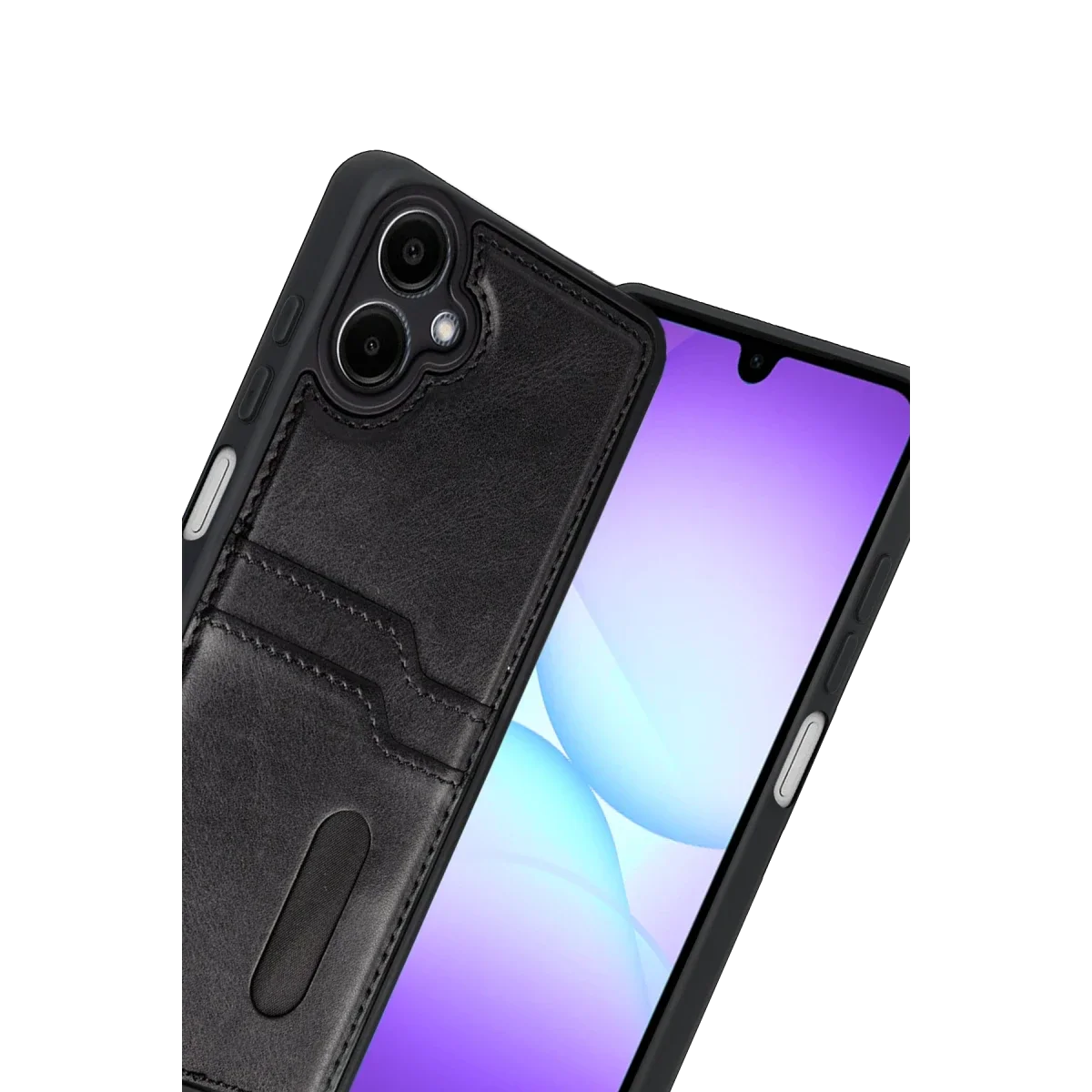 Samsung Galaxy A07 4G Sara Kartvizitli Deri Kılıf - Siyah görsel 2