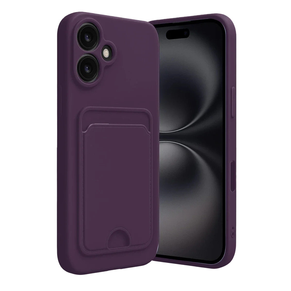 Apple iPhone 16 Kılıf Kelvin Kartvizitli Silikon - Derin Mor