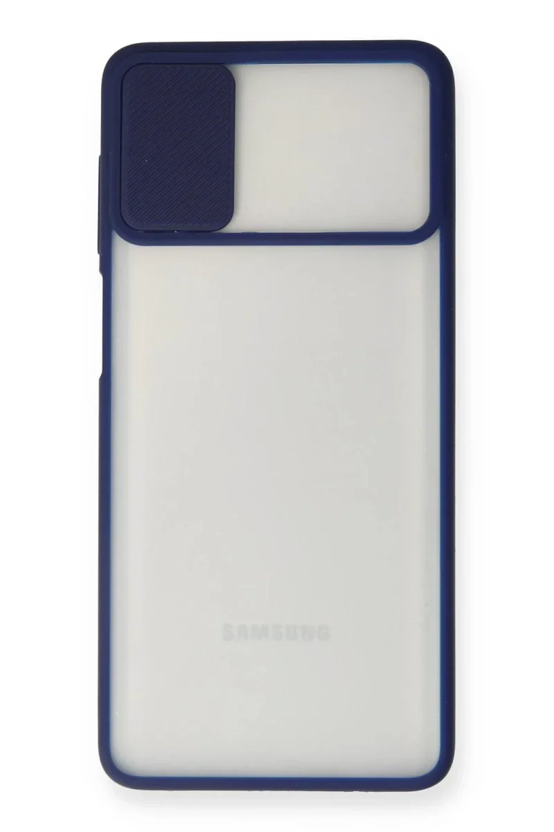 Samsung Galaxy M51 Kılıf Palm Buzlu Kamera Sürgülü Silikon - Lacivert görsel 2