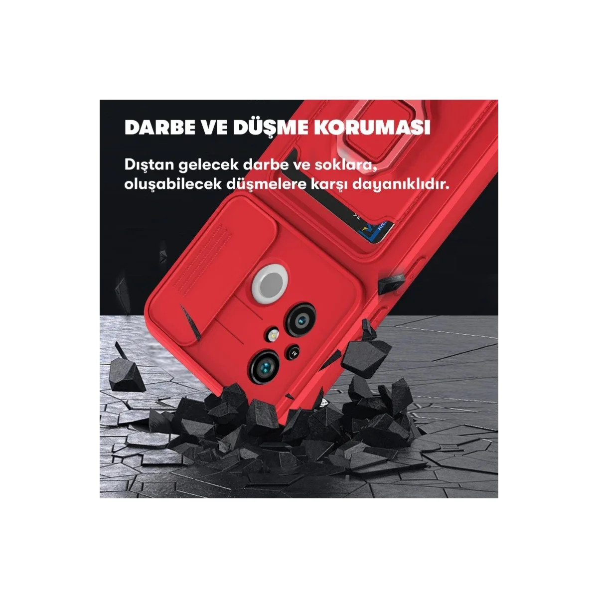 Xiaomi Redmi 12C Kılıf Zuma Kartvizitli Yüzüklü Silikon - Siyah görsel 2