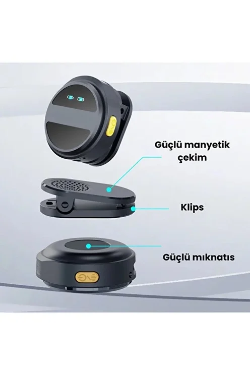 2 Adet Profesyonel Kablosuz Yaka krofonu Typce Uyumlu Manyetik Klipsli görsel 5