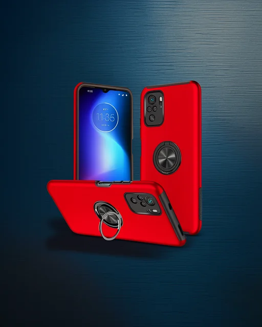 Xiaomi Poco F3 Kılıf Elit Yüzüklü Kapak - Kırmızı