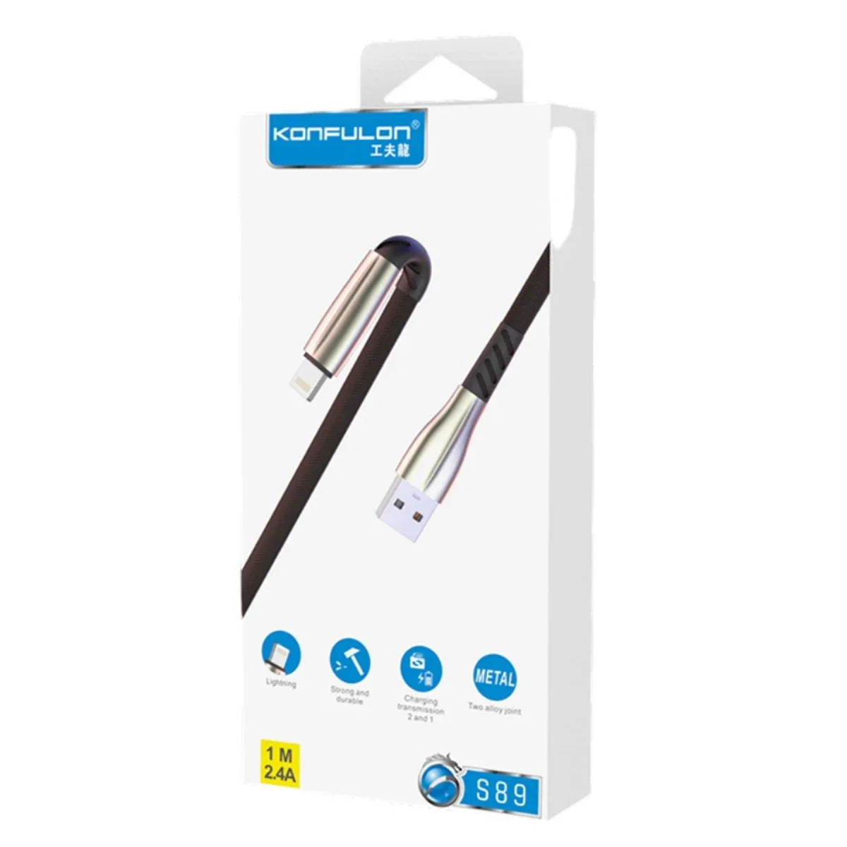 Konfulon S89 Metal Uçlu Lightning Kablo iphone Uyumlu 1M 2.4A - Kırmızı görsel 2