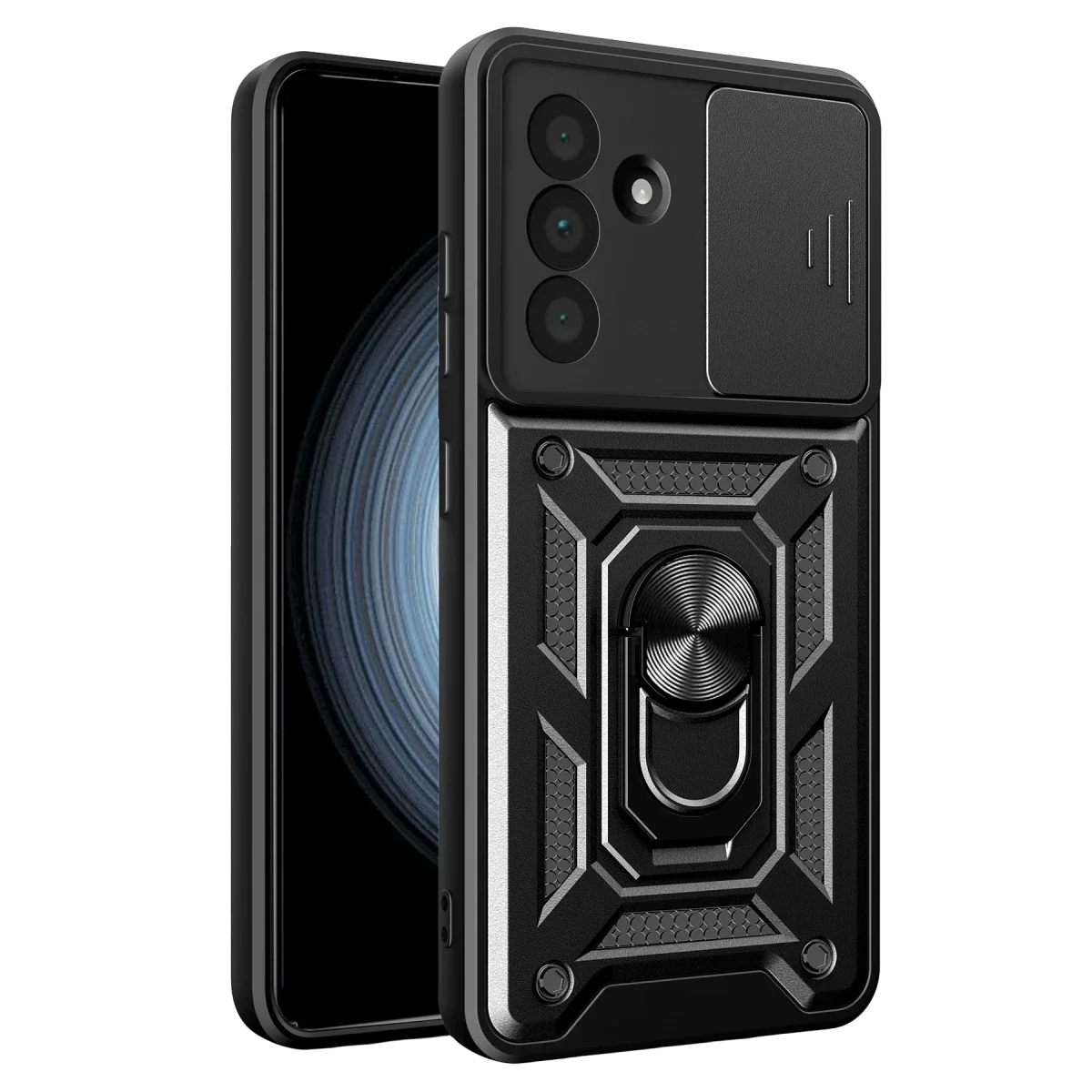 Samsung Galaxy A57 5G Pars Lens Yüzüklü Silikon - Siyah