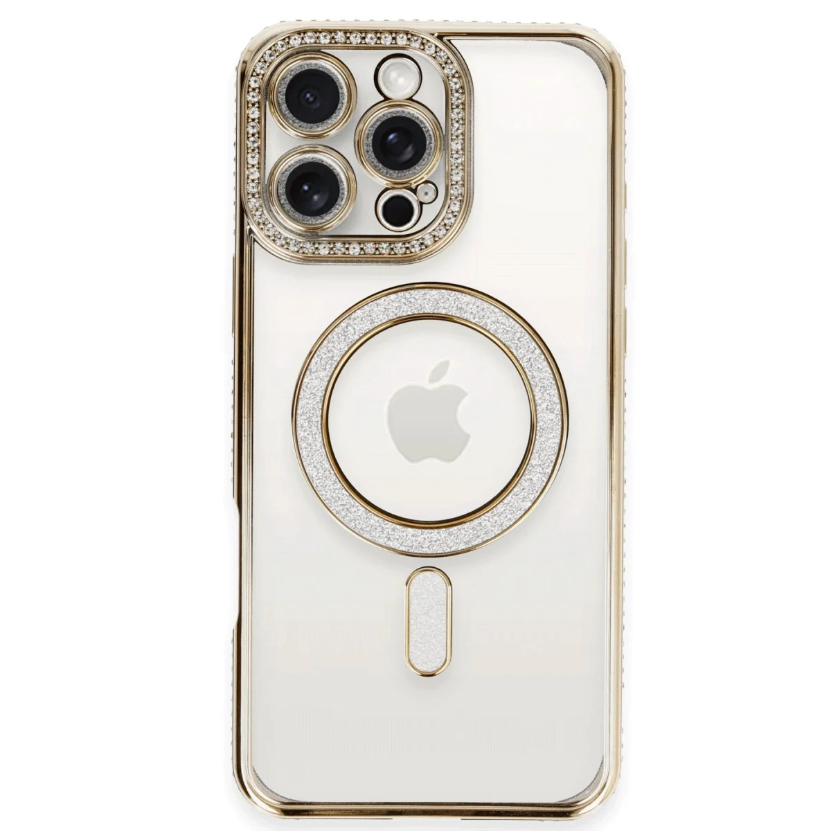 Apple İphone 16 Pro Kılıf Joke Simli Magneticsafe Kılıf - Gold görsel 2