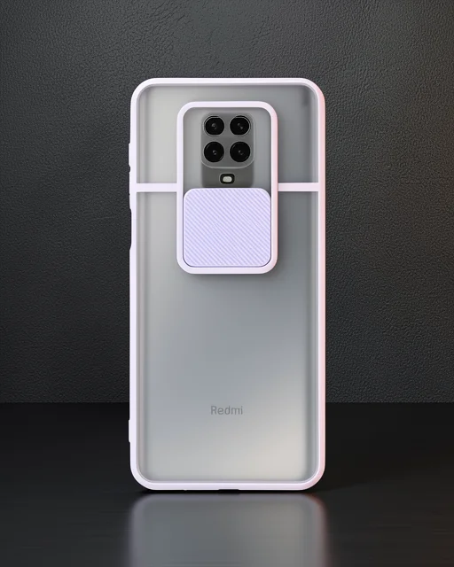 Xiaomi Redmi Note 9 Pro Kılıf Palm Buzlu Kamera Sürgülü Silikon - Lila