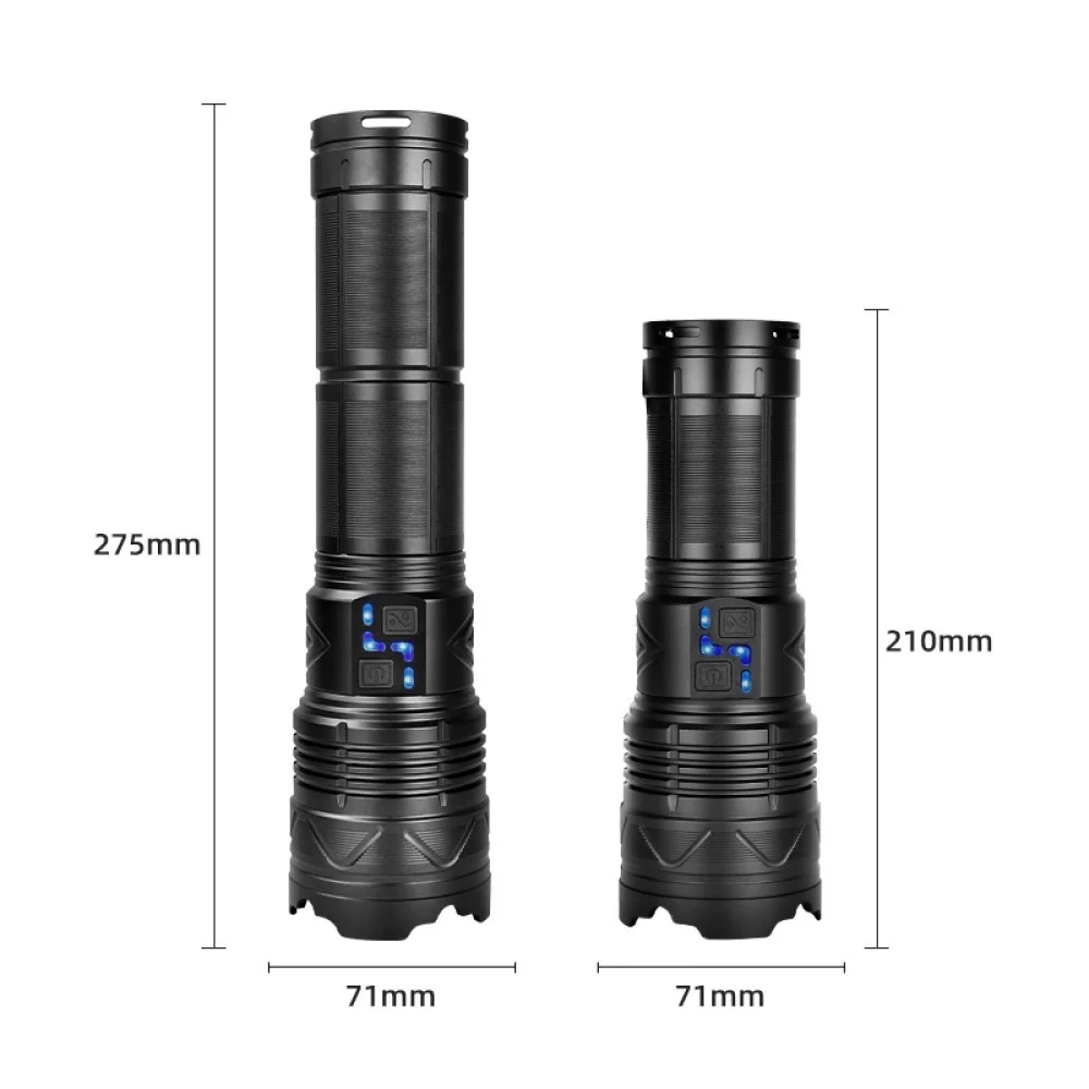 PS-1998 Ultra Parlak Su Geçirmez Zoomlu Güçlü 200W 30000 Lümen Şarjlı Bekçi Avcı Kamp El Feneri görsel 4