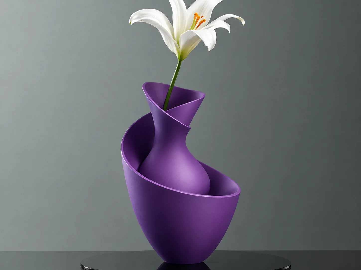 3D Baskı Bold Vazo - Akışkan Formlu Dekoratif Vazo-Mor