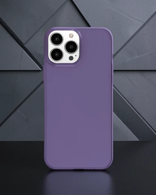 Apple İphone 14 Pro Max Kılıf Pc Sert Şeffaf Kapak - Mor