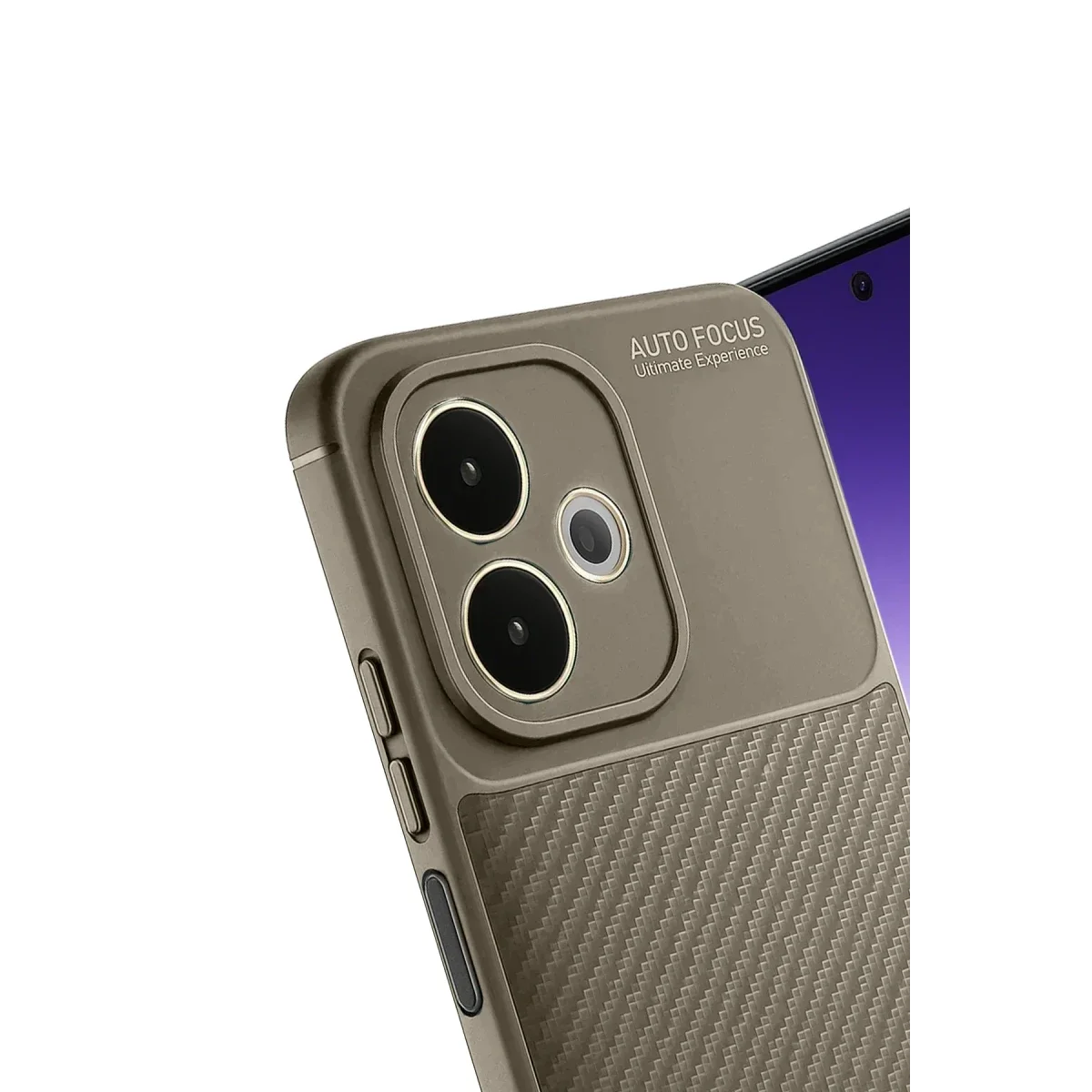 Oppo A5 Pro 4G Kılıf Auto Focus Karbon Kapak - Kahverengi görsel 4