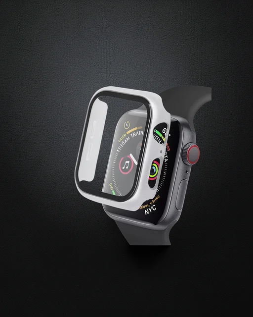 Apple Watch 40mm Camlı Kasa Ekran Koruyucu - Gümüş