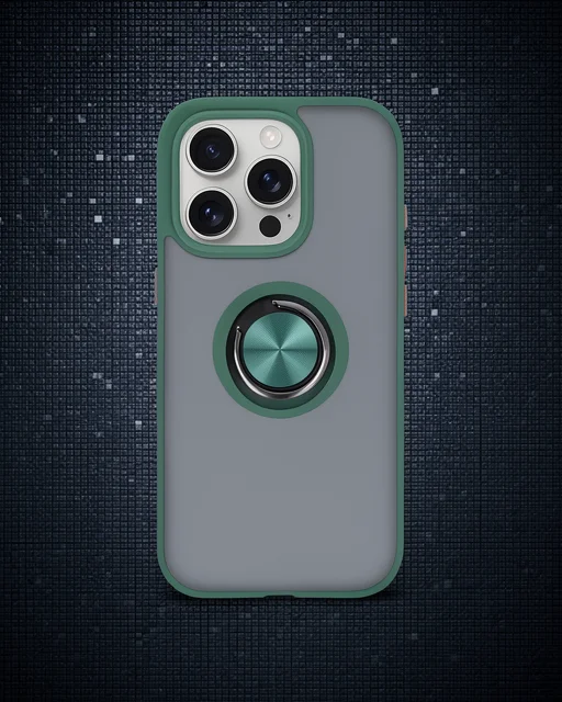 Apple İphone 16 Pro Max Kılıf Montreal Yüzüklü Silikon Kapak - Yeşil