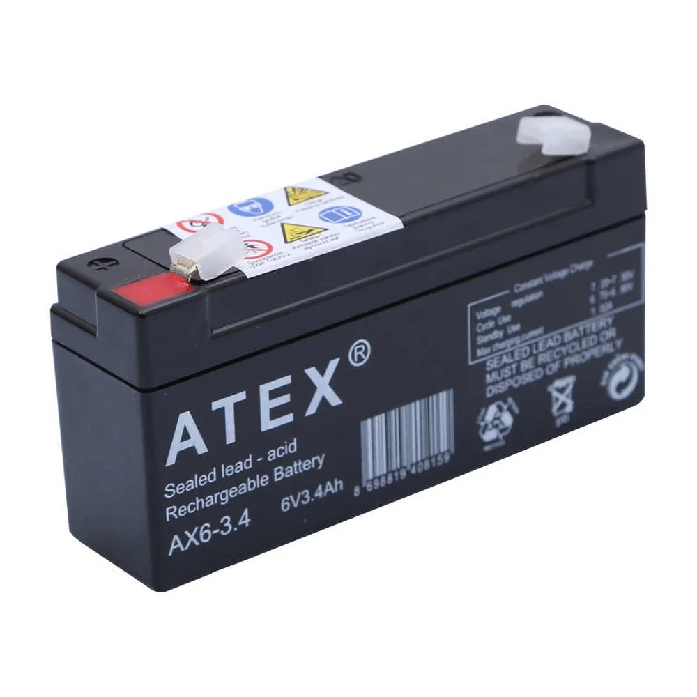 AX6-3.4 6V 3.4Ah Yatay Akü görsel 2