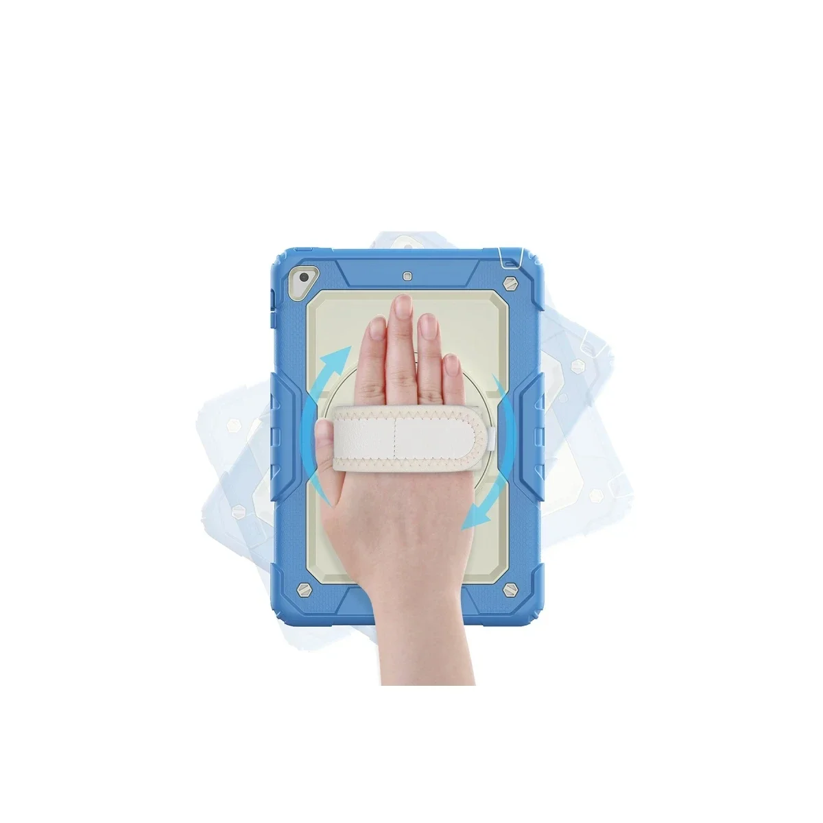 Apple iPad 5 Air 9.7 Kılıf Strap New Tablet Kapak - Mavi görsel 3