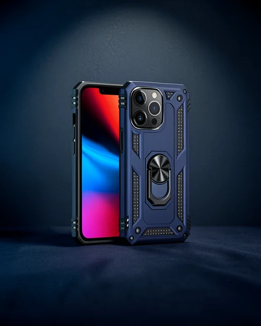 Apple İphone 14 Pro Kılıf Sofya Yüzüklü Silikon Kapak - Lacivert