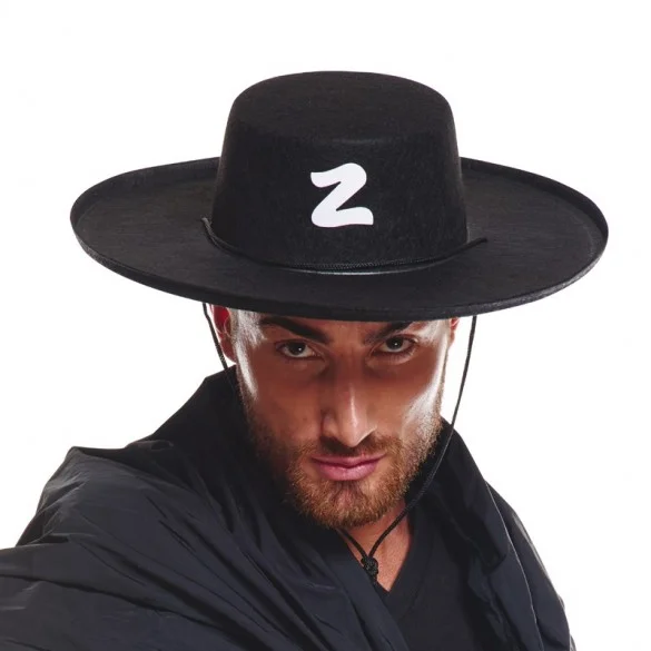 Z Logolu Yetişkin Boy Bağcıklı Zorro Şapkası görsel 2