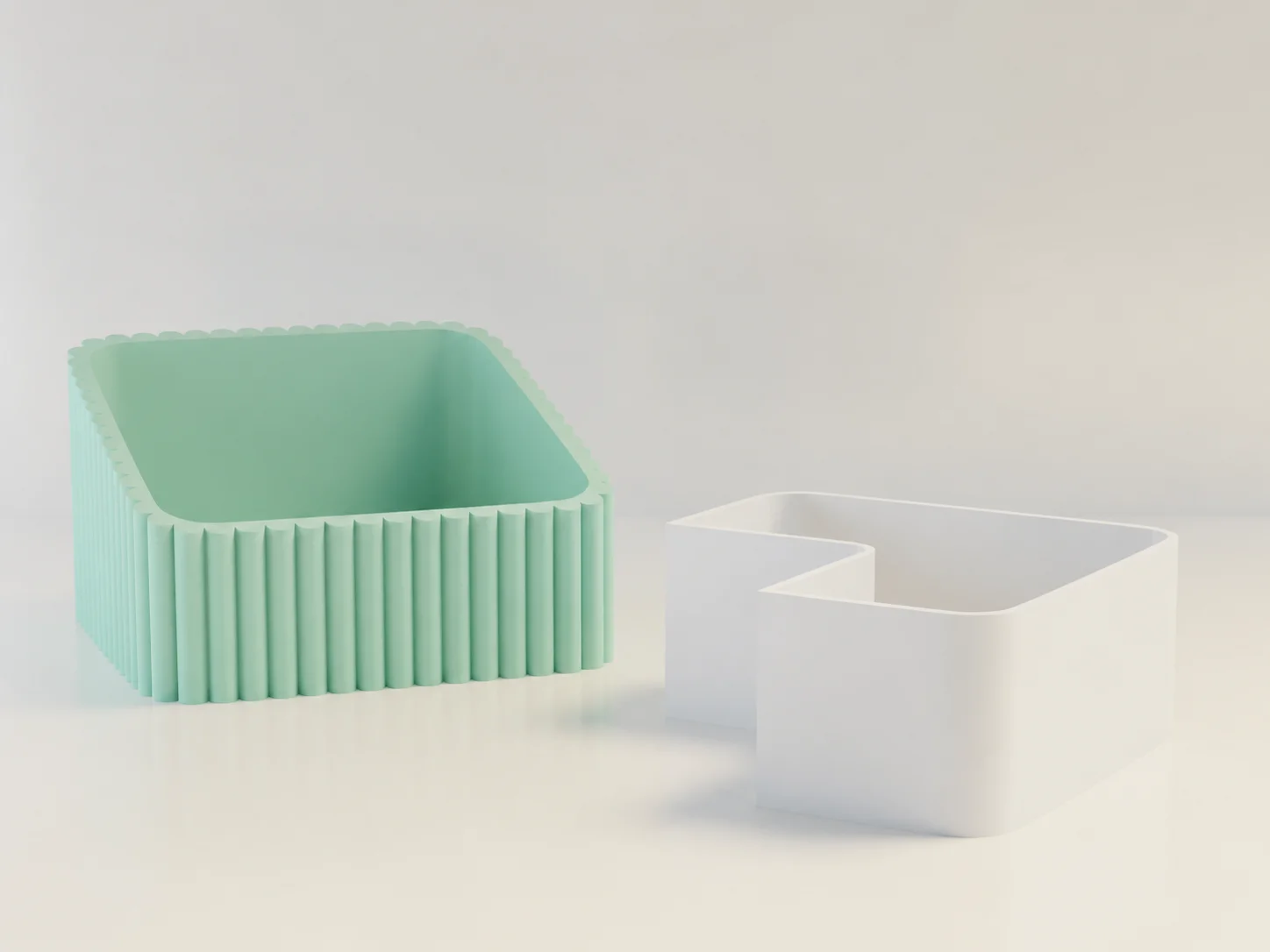 3D Baskı Fıstık Kasesi - Çift Hazneli Kabuk Ayırıcı Sunum Kasesi - Mint Beyaz görsel 2