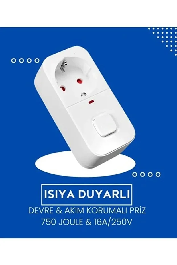 vothoon Isıya Duyarlı Devre ve Akım Korumalı Duvar Tekli Anahtarlı Priz Fiş 16a/250v 750 görsel 3