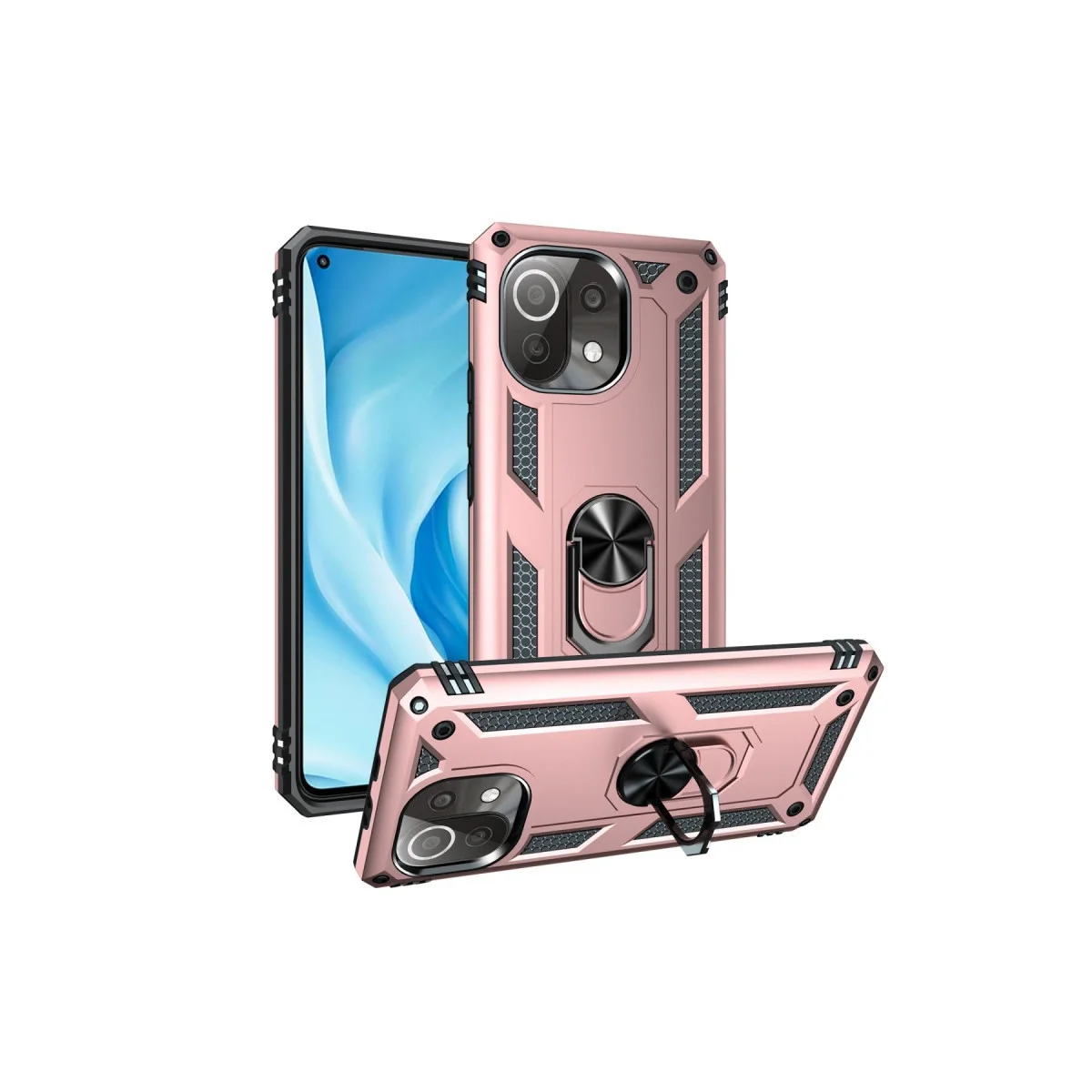 Xiaomi Mi 11 Lite Kılıf Sofya Yüzüklü Silikon Kapak - Rose görsel 2