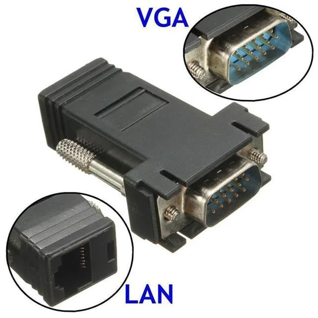 PM-6859 VGA to RJ45 Cat5/Cat6/Cat7 ni Extender Uzatıcı Adaptör görsel 2