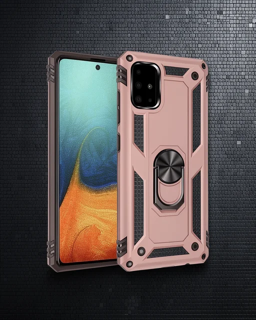 Samsung Galaxy A71 Kılıf Sofya Yüzüklü Silikon Kapak - Rose