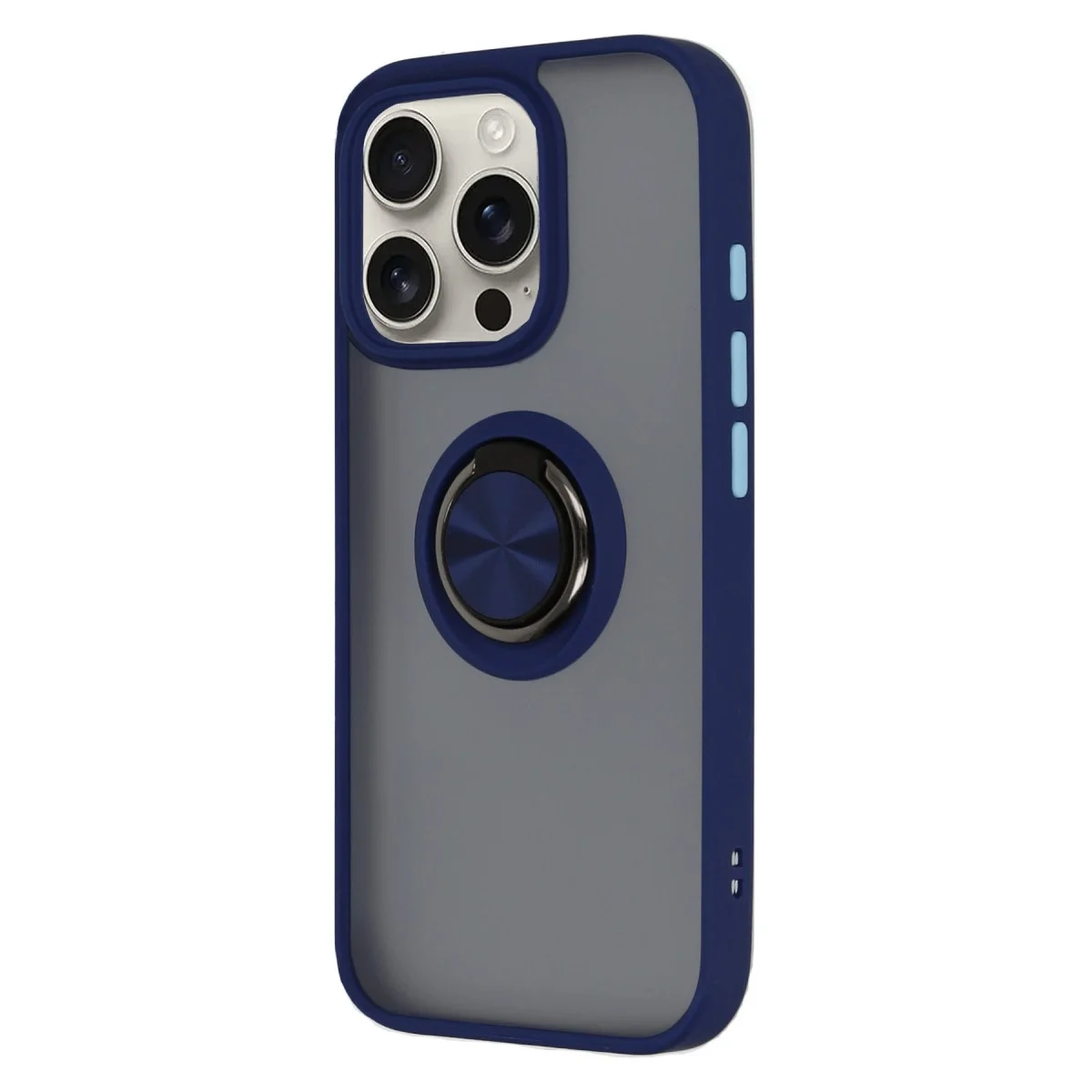 Apple İphone 16 Pro Kılıf Montreal Yüzüklü Silikon Kapak - Lacivert görsel 2