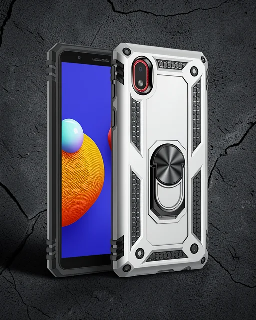 Samsung Galaxy A01 Core Kılıf Sofya Yüzüklü Silikon Kapak - Gümüş
